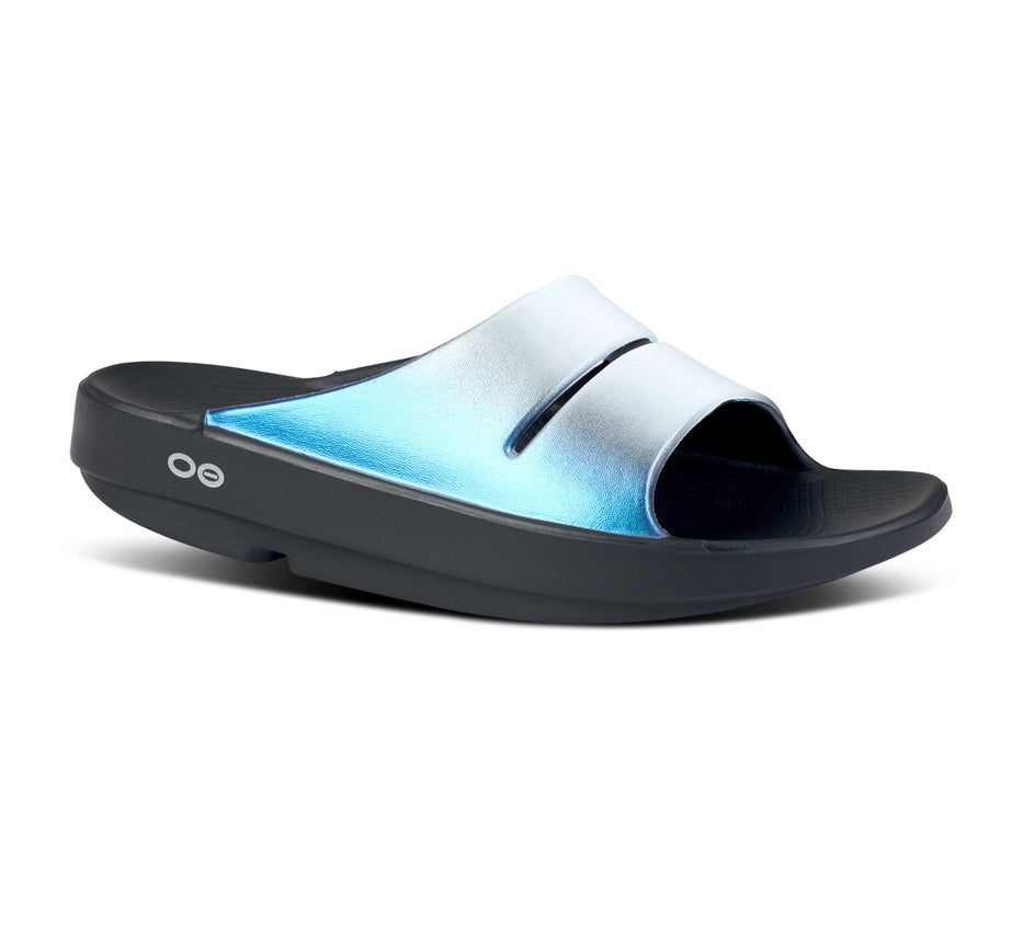 Oofos Women's Ooahh Luxe - Slide Blue / Silver ( TYJHQ-5071 )